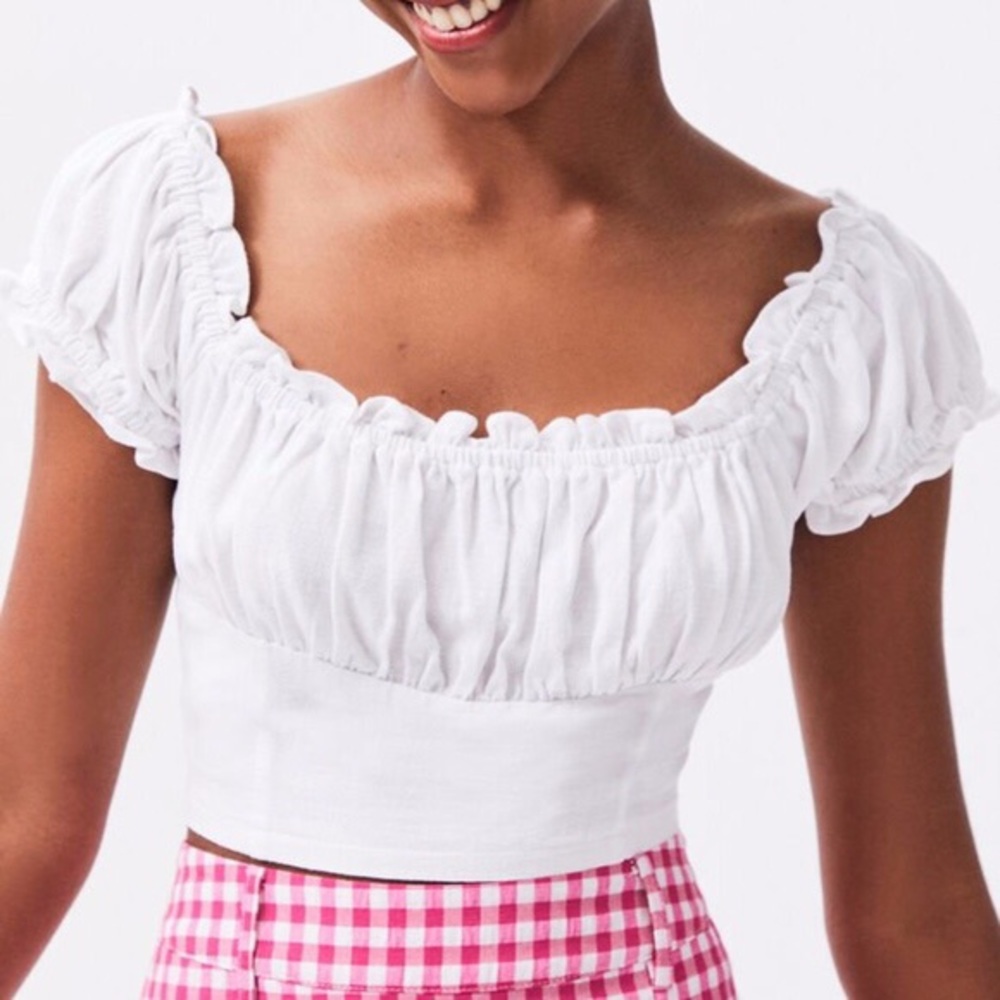 Lottie Moss Ruffle Bustier Square Neck Crop Top